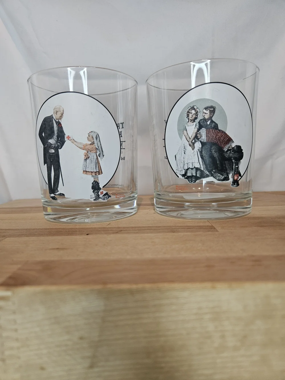 Norman Rockwell Saturday Evening Post Glassware Retro Lot of 2 Glasses USA